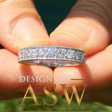Load image into Gallery viewer, Large Wedding band set in 14k Solid white gold round cut diamonds ring band anniversary bridal half eternity natural diamonds 3.00ctw
