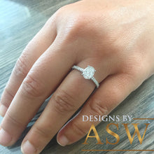 Load image into Gallery viewer, 14k Solid White Gold Oval and Round Cut Simulated Diamond Engagement Ring Deco Bridal Set Half Eternity High Qulaity Finish Bridal 1.20ct