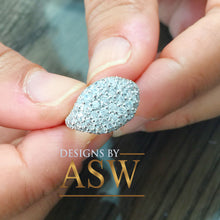 Load image into Gallery viewer, 14K Solid White Gold Round Cut Natural Diamond Ring Eternity Style Pinky Micro Pave, Anniversary, Wedding, Promise approx 2.00ctw