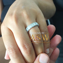 Load image into Gallery viewer, Large 5.0x3.0mm 14K Solid White Gold Emerald Cut Moissanite Eternity Band Deco, Bridal, Wedding, Anniversary, Prong Set, Gift, ring 5.00ct