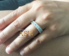 Load image into Gallery viewer, Large 5.0x3.0mm 14K Solid White Gold Emerald Cut Forever One Moissanite Eternity Band Bridal, Wedding, Anniversary, Prong Set, ring 5.00ct