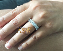 Load image into Gallery viewer, Large 5.0x3.0mm 14K Solid White Gold Emerald Cut Moissanite Eternity Band Deco, Bridal, Wedding, Anniversary, Prong Set, Gift, ring 5.00ct