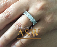 Load image into Gallery viewer, Large 5.0x3.0mm 14K Solid White Gold Emerald Cut Forever One Moissanite Eternity Band Bridal, Wedding, Anniversary, Prong Set, ring 5.00ct