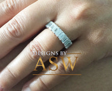 Load image into Gallery viewer, Large 5.0x3.0mm 14K Solid White Gold Emerald Cut Moissanite Eternity Band Deco, Bridal, Wedding, Anniversary, Prong Set, Gift, ring 5.00ct