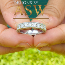 Load image into Gallery viewer, Large Wedding band set in 14k Solid white gold round cut diamonds ring band anniversary bridal half eternity natural diamonds 3.00ctw