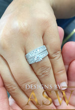 Load image into Gallery viewer, Huge 14k Solid White Gold Round Cut Forever One Moissanite And Natural Diamonds Engagement Ring and Band, Bridal, Wedding Propose, 2.50ct