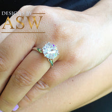 Load image into Gallery viewer, HUGE 14K Solid White Gold Round Cut Moissanite Engagement Ring Deco, Bridal, Wedding, Anniversary, Four prong set, Solitaire Propose 5.00ctw