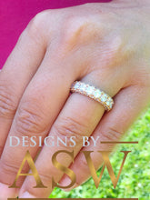 Load image into Gallery viewer, 4.00 Carat round cut simulated diamonds band art deco modern three sided eternity style bridal wedding anniversary 14k solid rose gold