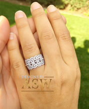 Load image into Gallery viewer, HUGE, Eternity Band 12.50mm, Ring, Anniversary, Wedding Band, Engagement Ring , White Gold Rhodium Sterling Silver .925 and 3.0ctw Diamonds
