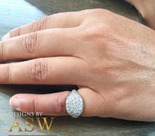 Load image into Gallery viewer, 14K Solid White Gold Round Cut Natural Diamond Ring Eternity Style Pinky Micro Pave, Anniversary, Wedding, Promise approx 2.00ctw