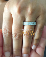 Load image into Gallery viewer, Large 5.0x3.0mm 14K Solid White Gold Emerald Cut Forever One Moissanite Eternity Band Bridal, Wedding, Anniversary, Prong Set, ring 5.00ct