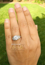 Load image into Gallery viewer, 14k Yellow Gold Round Forever one Moissanite and Half Moon Diamond Engagement Ring Antique Deco Bridal Wedding Anniversry Cut Halo 2.50ctw