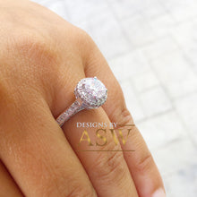Load image into Gallery viewer, 14k White Gold Round Cut Forever One Moissanite and Natural Diamonds Engagement Ring Antique Deco Style Bridal Wedding 2.10ctw