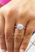Load image into Gallery viewer, 14k White Gold Round Cut Forever One Moissanite and Natural Diamonds Engagement Ring Antique Deco Style Bridal Wedding 2.10ctw