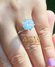 Load image into Gallery viewer, HUGE 14K Solid White Gold Round Cut Moissanite Engagement Ring Deco, Bridal, Wedding, Anniversary, Four prong set, Solitaire Propose 5.00ctw
