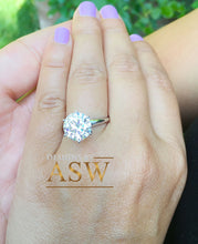 Load image into Gallery viewer, HUGE 14K Solid White Gold Round Cut Moissanite Engagement Ring Deco, Bridal, Wedding, Anniversary, Four prong set, Solitaire Propose 5.00ctw