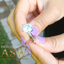 Load image into Gallery viewer, HUGE 14K Solid White Gold Round Cut Moissanite Engagement Ring Deco, Bridal, Wedding, Anniversary, Four prong set, Solitaire Propose 5.00ctw