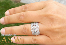 Load image into Gallery viewer, HUGE, Eternity Band 12.50mm, Ring, Anniversary, Wedding Band, Engagement Ring , White Gold Rhodium Sterling Silver .925 and 3.0ctw Diamonds