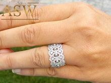 Load image into Gallery viewer, HUGE, Eternity Band 12.50mm, Ring, Anniversary, Wedding Band, Engagement Ring , White Gold Rhodium Sterling Silver .925 and 3.0ctw Diamonds