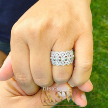 Load image into Gallery viewer, HUGE, Eternity Band 12.50mm, Ring, Anniversary, Wedding Band, Engagement Ring , White Gold Rhodium Sterling Silver .925 and 3.0ctw Diamonds