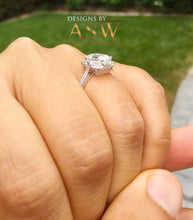Load image into Gallery viewer, 14k solid white gold emerald cut forever one moissanite and natural diamond engagement ring deco halo bridal wedding 2.70ctw