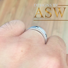 Load image into Gallery viewer, 14K Solid And Heavy White Gold Round Cut Natural Sapphires Ring Band Bezel Set Mens 7mm 0.35ctw Eternity Style Beveled