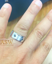 Load image into Gallery viewer, 14K Solid And Heavy White Gold Round Cut Natural Sapphires Ring Band Bezel Set Mens 7mm 0.35ctw Eternity Style Beveled