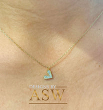 Load image into Gallery viewer, 14k white gold Heart Shape round cut natural diamonds necklace pendent and adjustable chain bridal wedding anniversary gift 0.07ctw