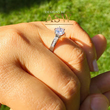 Load image into Gallery viewer, 14k White Gold Round Cut Forever One Moissanite and Round Cut Natural Diamond Engagement Ring Bridal Wedding Propose, Half Eternity 1.15ctw