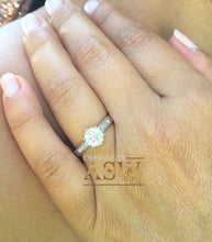 Load image into Gallery viewer, 14k White Gold Round Cut Forever One Moissanite and Round Cut Natural Diamond Engagement Ring Bridal Wedding Propose, Half Eternity 1.15ctw