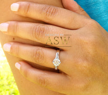 Load image into Gallery viewer, 14k White Gold Round Cut Forever One Moissanite and Round Cut Natural Diamond Engagement Ring Bridal Wedding Propose, Half Eternity 1.15ctw