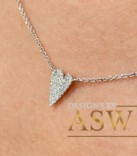 Load image into Gallery viewer, 14k white gold Heart Shape round cut natural diamonds necklace pendent and adjustable chain bridal wedding anniversary gift 0.15ctw