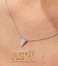 Load image into Gallery viewer, 14k white gold Heart Shape round cut natural diamonds necklace pendent and adjustable chain bridal wedding anniversary gift 0.15ctw