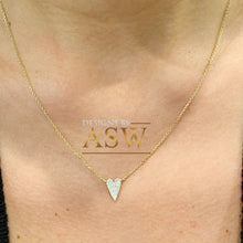 Load image into Gallery viewer, 14k yellow gold Heart Shape round cut natural diamonds necklace pendent and adjustable chain bridal wedding anniversary gift 0.15ctw