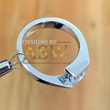 Load image into Gallery viewer, 14K Solid White Gold Princess Cut Forever One Moissanite Engagement Ring Deco, Bridal, Wedding, Anniversary, Tension Set Solitaire 1.20ctw