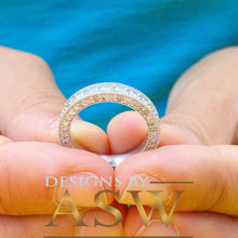 Load image into Gallery viewer, Large Wedding band set in 14k Solid white gold round cut diamonds ring band anniversary bridal half eternity natural diamonds 3.00ctw