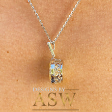 Load image into Gallery viewer, 14k White Gold Oval Cut Fancy Yellow And Round Cut Natural Diamonds Pendent Necklace Antique Style Halo Bridal Gift Chain Wedding 5.20ctw