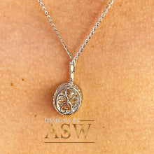 Load image into Gallery viewer, 14k White Gold Oval Cut Fancy Yellow And Round Cut Natural Diamonds Pendent Necklace Antique Style Halo Bridal Gift Chain Wedding 5.20ctw