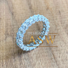 Load image into Gallery viewer, Princess and Round Cut Simulated Diamond Eternity Three Sided Band Deco Antique, Bridal, Wedding, Anniversary, Gift 14K White Gold 4.00ctw