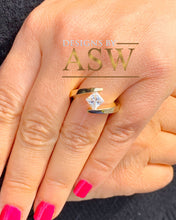 Load image into Gallery viewer, Beautiful 14K Solid Yellow Gold Princess Cut Natural Diamond Engagement Ring Bridal, Wedding, Anniversary, Tension Set Solitaire 0.75ct