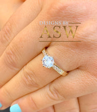 Load image into Gallery viewer, Elegant 14k Solid Yellow Gold Round Cut and Round Cut Natural Diamond Engagement Ring Bridal Wedding Propose Six Prongs 0.85ctw