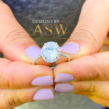 Load image into Gallery viewer, 14K White Gold Oval Cut Moissanite And Round Cut Natural Diamonds Engagement Ring Deco, Halo, Bridal, Wedding, Anniversary, Propose 2.00ctw