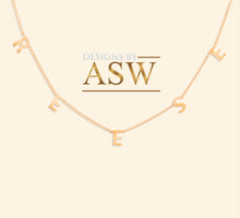 Load image into Gallery viewer, 14K Solid White Or Yellow Or Rose Gold Multi Initials Necklace, Custom Made, Beautiful and Dainty