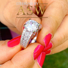 Load image into Gallery viewer, BIG 3.50 Carat 14k Solid White Gold Round Cut Forever One Moissanite and Natural Diamond Engagement Ring, Bridal Set, Wedding