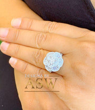 Load image into Gallery viewer, Large Ballerina Style Ring, Anniversary, Wedding, White Gold Rhodium Solid Sterling Silver .925 and 4.00ctw Simulated Diamonds