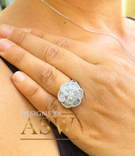 Load image into Gallery viewer, Large Ballerina Style Ring, Anniversary, Wedding, White Gold Rhodium Solid Sterling Silver .925 and 4.00ctw Simulated Diamonds