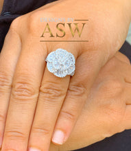 Load image into Gallery viewer, Large Ballerina Style Ring, Anniversary, Wedding, White Gold Rhodium Solid Sterling Silver .925 and 4.00ctw Simulated Diamonds