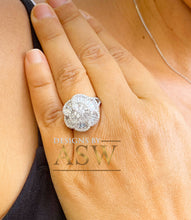 Load image into Gallery viewer, Large Ballerina Style Ring, Anniversary, Wedding, White Gold Rhodium Solid Sterling Silver .925 and 4.00ctw Simulated Diamonds
