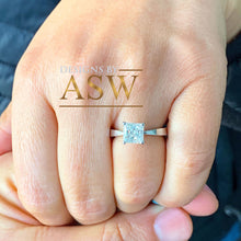 Load image into Gallery viewer, 14K Solid White Gold Princess Cut Forever One Moissanite Engagement Ring Deco, Bridal, Wedding, Anniversary, Prong Set Solitaire 1.20ctw