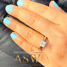 Load image into Gallery viewer, 14K Solid White Gold Princess Cut Forever One Moissanite Engagement Ring Deco, Bridal, Wedding, Anniversary, Prong Set Solitaire 1.20ctw